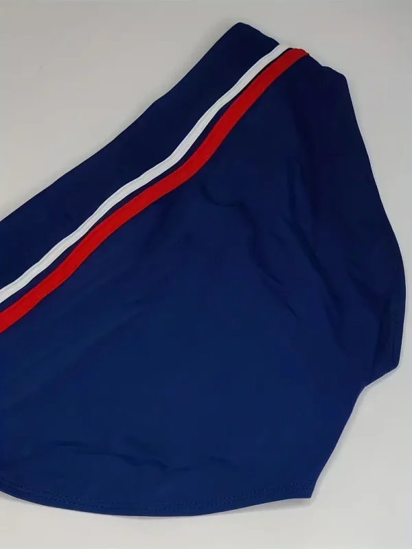 Traje de baño con patrón a rayas color azul